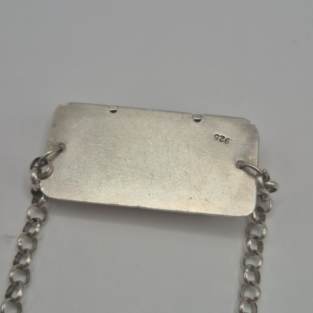 Vintage Sterling Silver 925 Titanium Druzy Quartz Geode ID Bracelet 7″