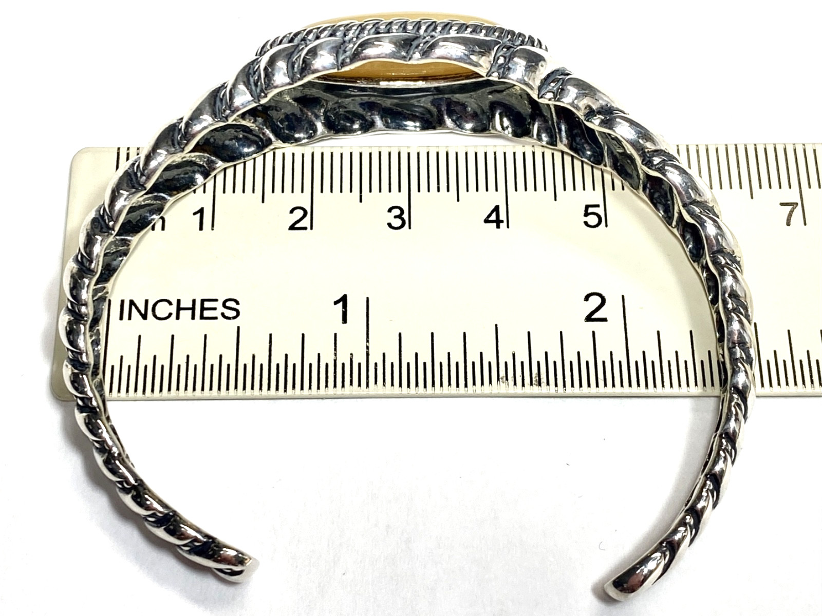 Vintage Sterling Silver Caramel Quartzite Carolyn Pollack Cuff Bracelet 2 3/8″