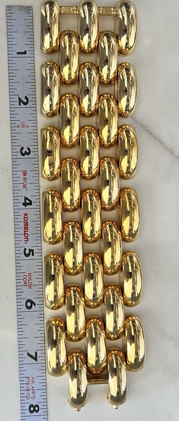 Vtg Italian Bracelet Brev. Pat. gold Plate 1960s Mid Century 8″ (CLASP DAMAGED)