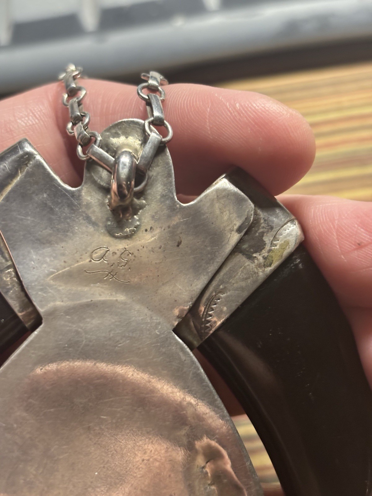 Vintage Navajo Pilot Mountain Turquoise Claw Pendant Necklace