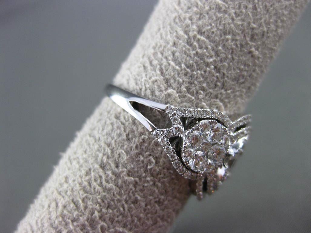 ESTATE LARGE 1.78CT DIAMOND 18KT WHITE GOLD HALO CLUSTER FUN RING E/F VS / VVS
