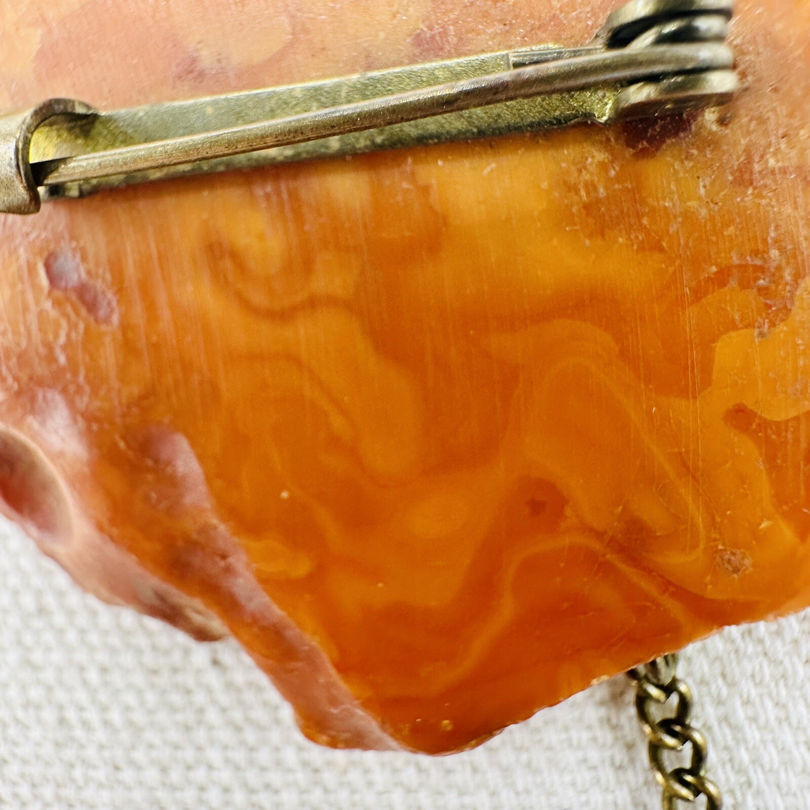 Vintage Nugget Landscape Baltic Amber Brooch Egg yolk USSR 1960s