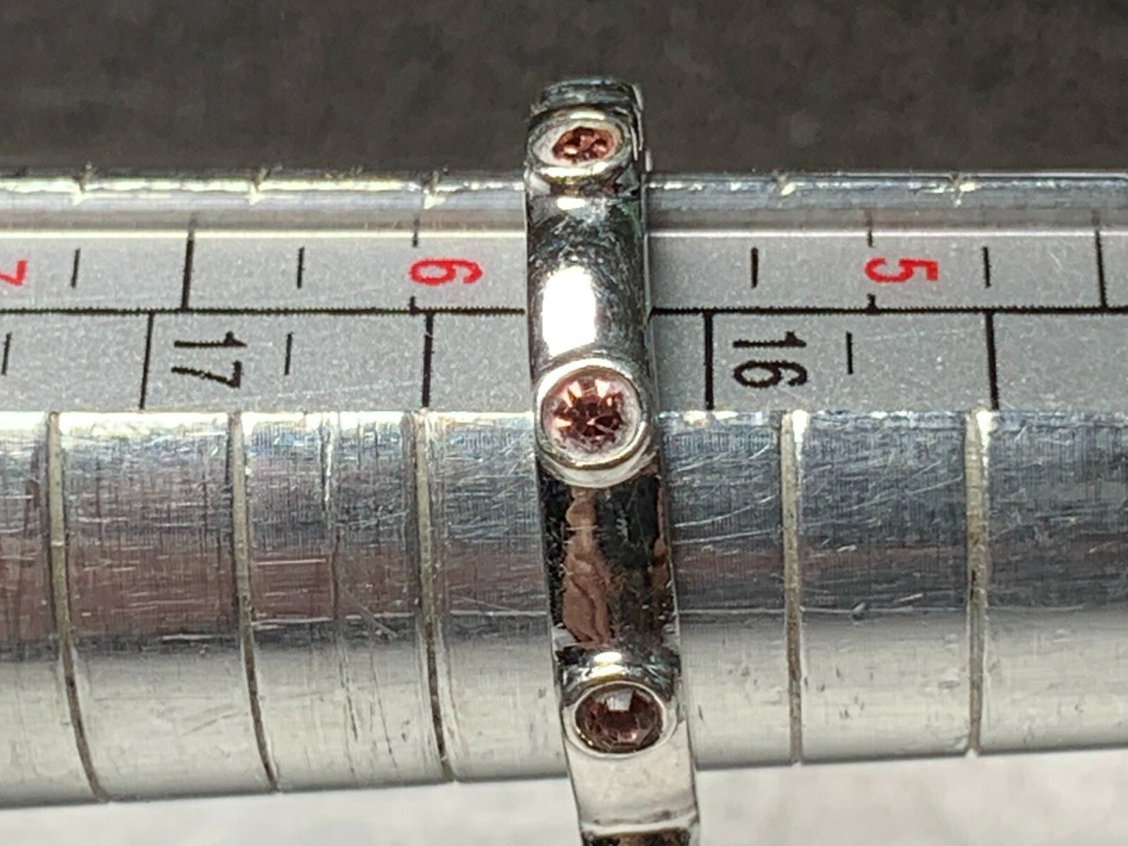 Vintage Sterling Silver 925 Ring with Peach Colored Stones Size 5.75.