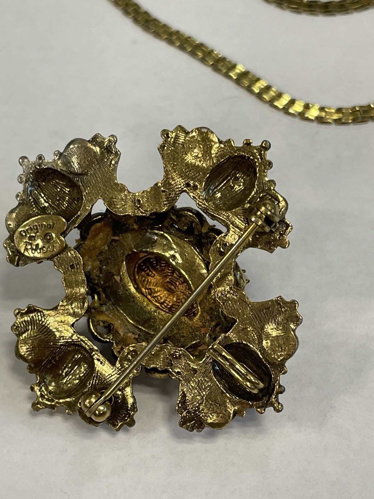 ORIGINAL BY ROBERT VINTAGE MALTESE CROSS RARE PENDANT BROOCH/PIN AWESOME COLORS