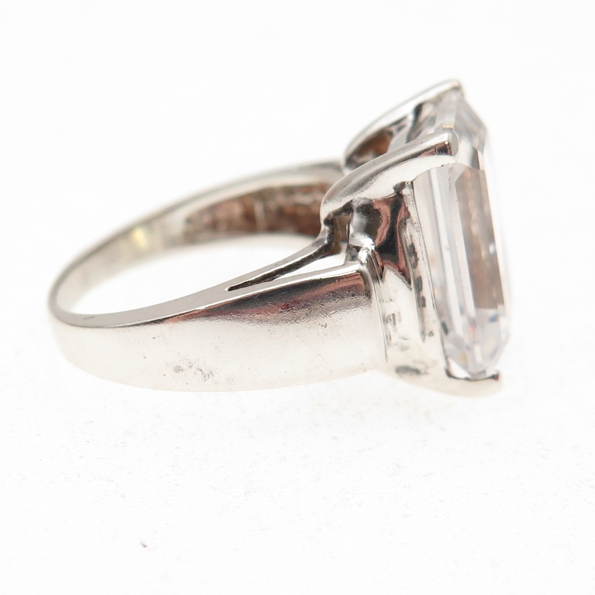 DBJ Dee Berkle Sterling Silver Vintage Emerald-Cut C Z Engagement Ring Size 7