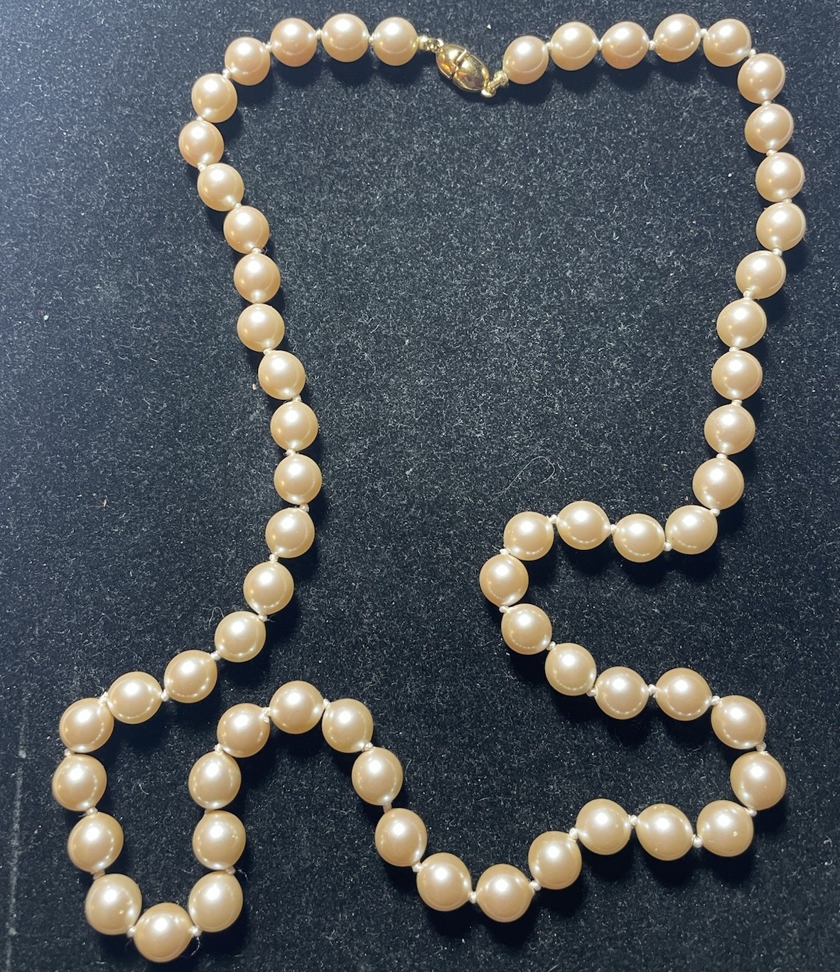 Vintage MONET Individually Knotted Faux Pearl Necklace Signed 22 inches M28
