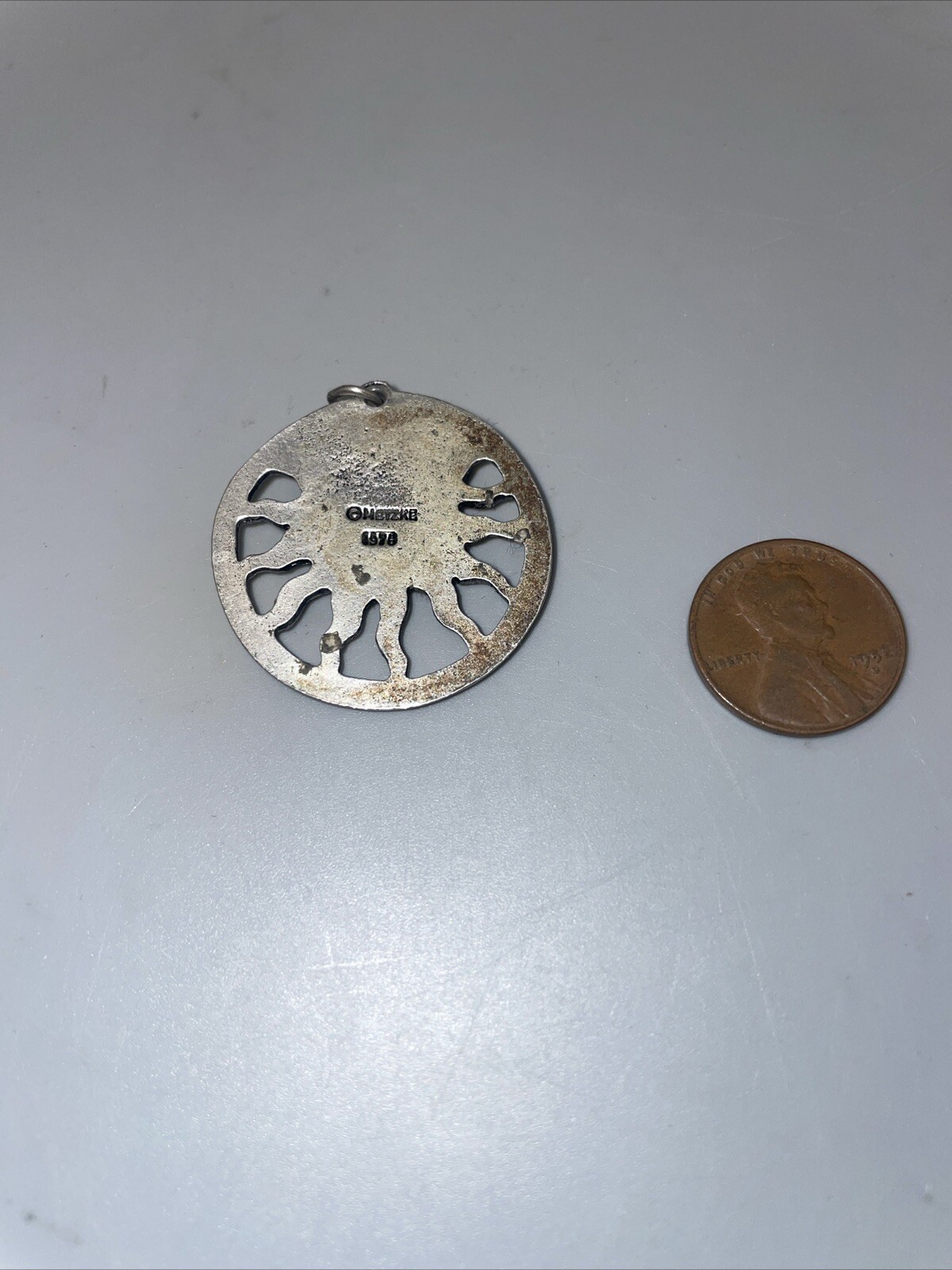 Vintage Metzke Key Ring Pewter SUN 70’s Retro Mod Celestial or Pendant