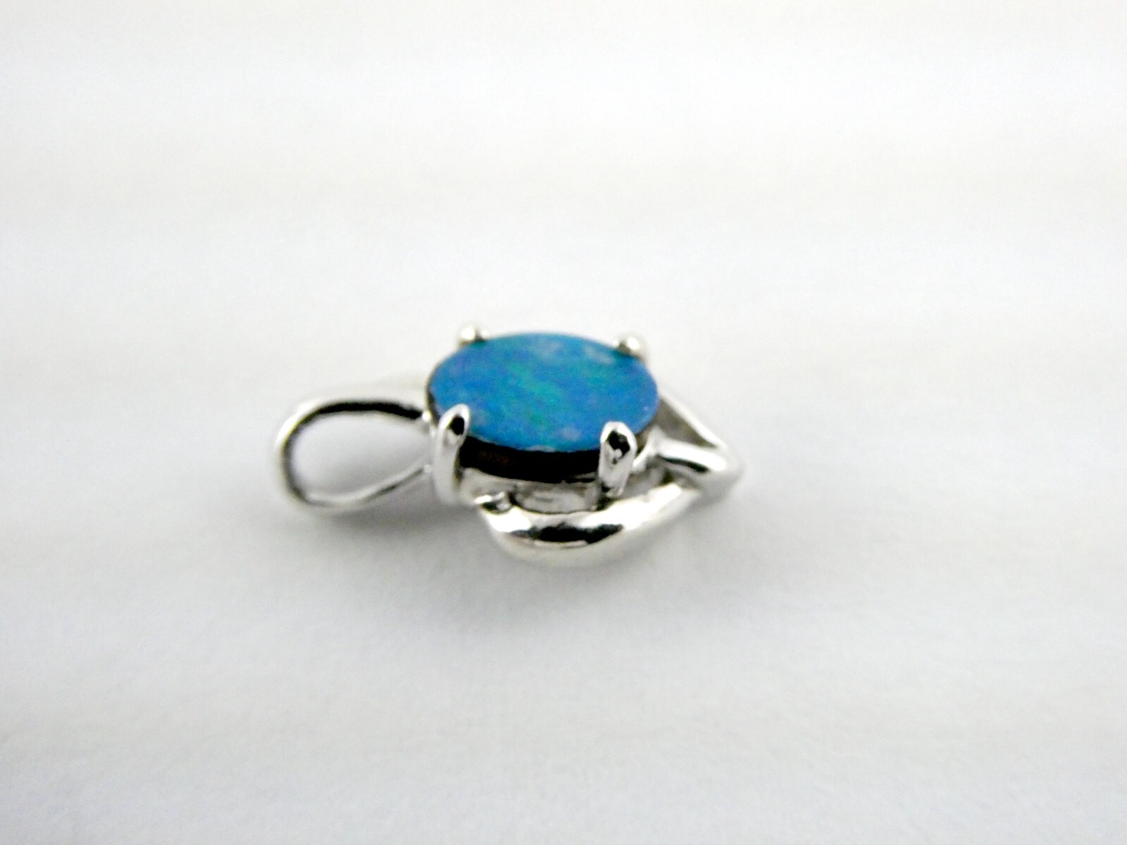 Sterling Silver Australian Blue Opal Doublet Pendant 925 .5 Inch Long .8g AS IS