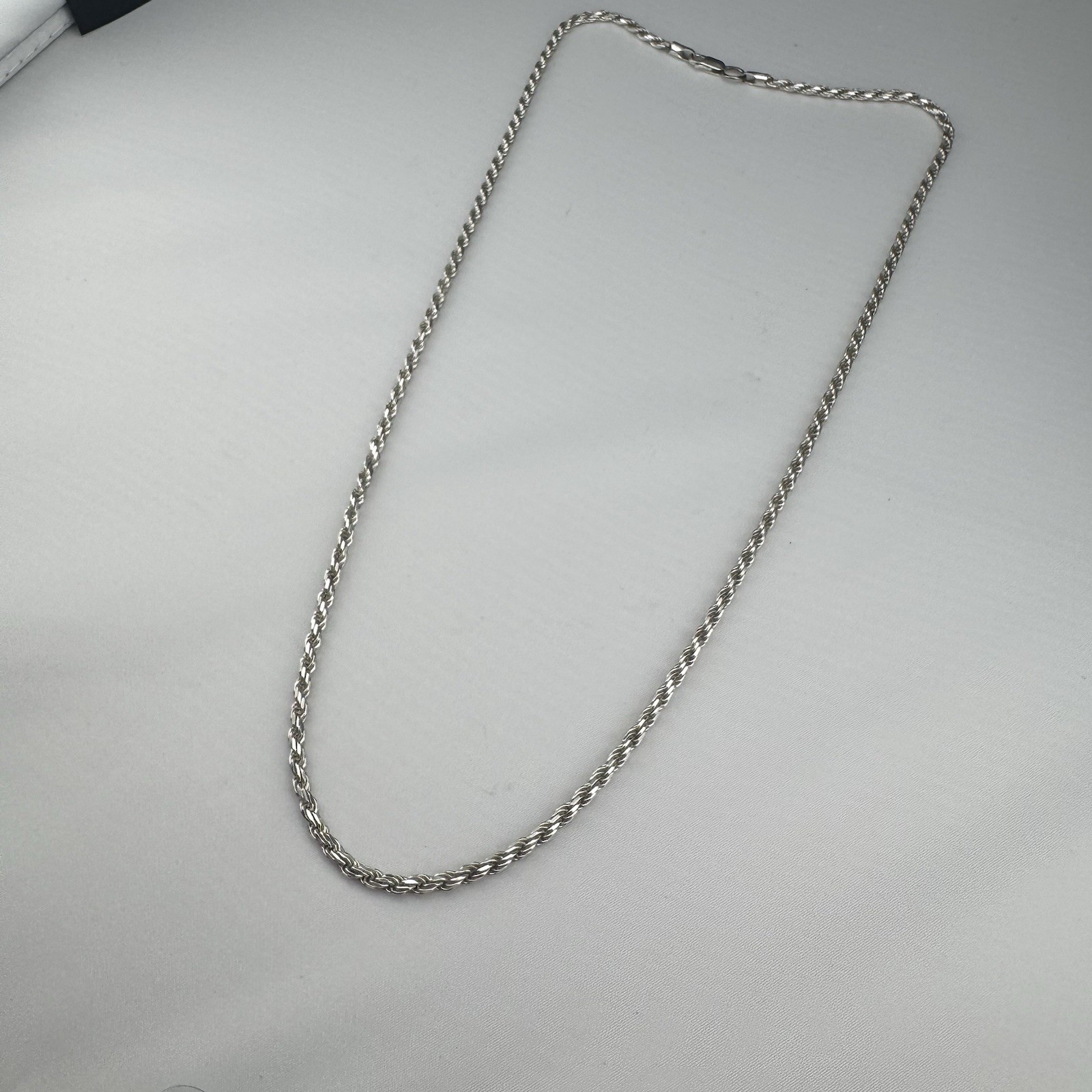 Sterling Silver 925 Twisted Rope PLUX Italy Marked 23.5″ Necklace 21.4g