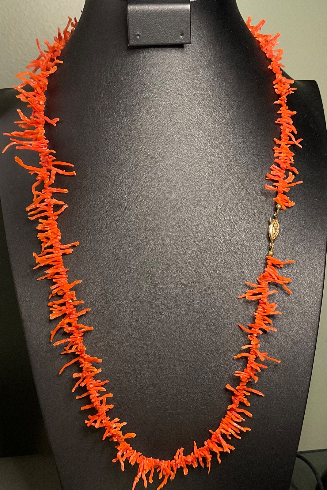 Vintage Branch/TWIG NATURAL Red Coral Necklace 28”Mediterranean Sea Italian Boho