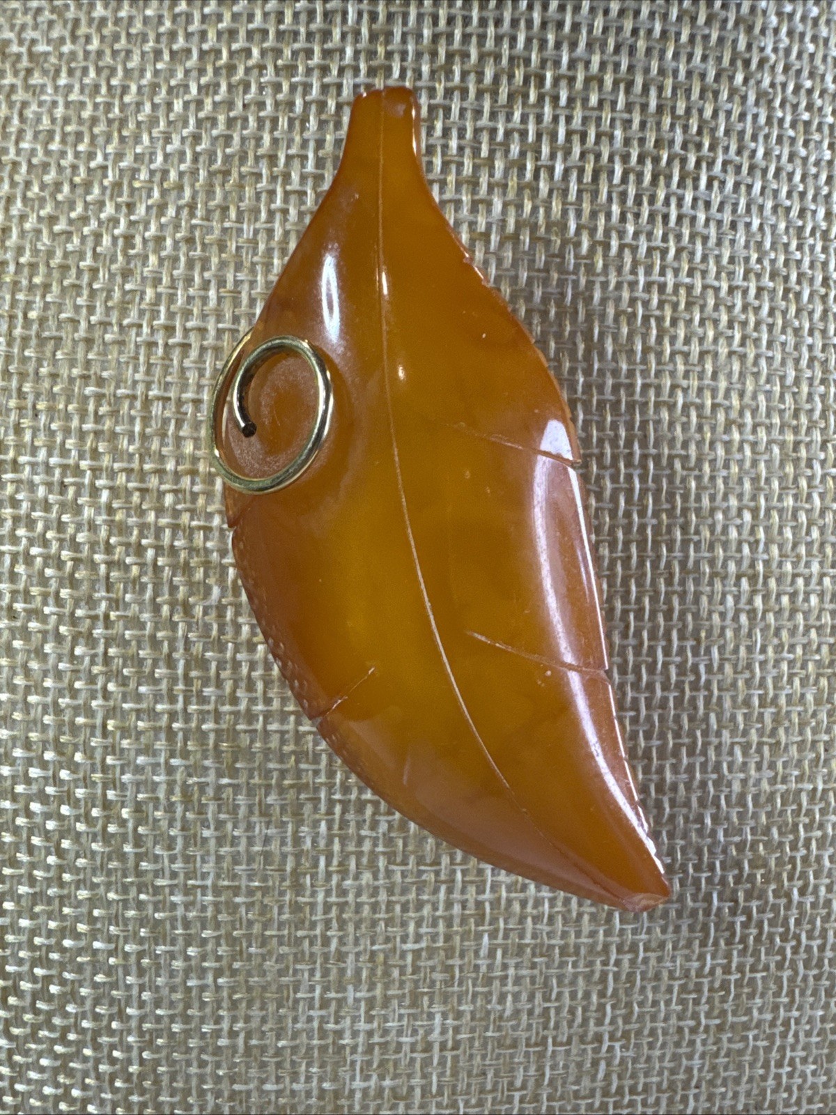 Rare Lovely Vintage Natural Amber Twig Leaf Brooch Pin