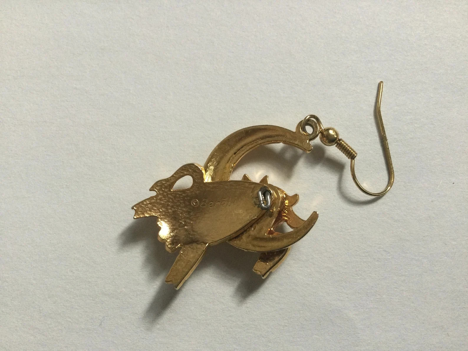 Vintage Cow Earrings Articulated Berebi Jump Over the Moon Enamel Pierced Dangle