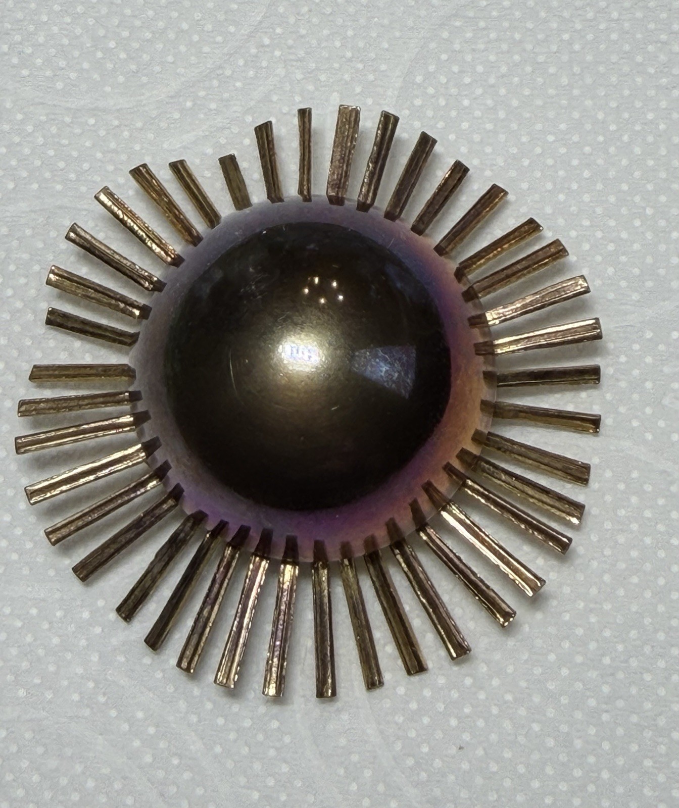 Vintage Gold Tone Starburst Sunburst Brooch Pin Midcentury Modern MCM READ
