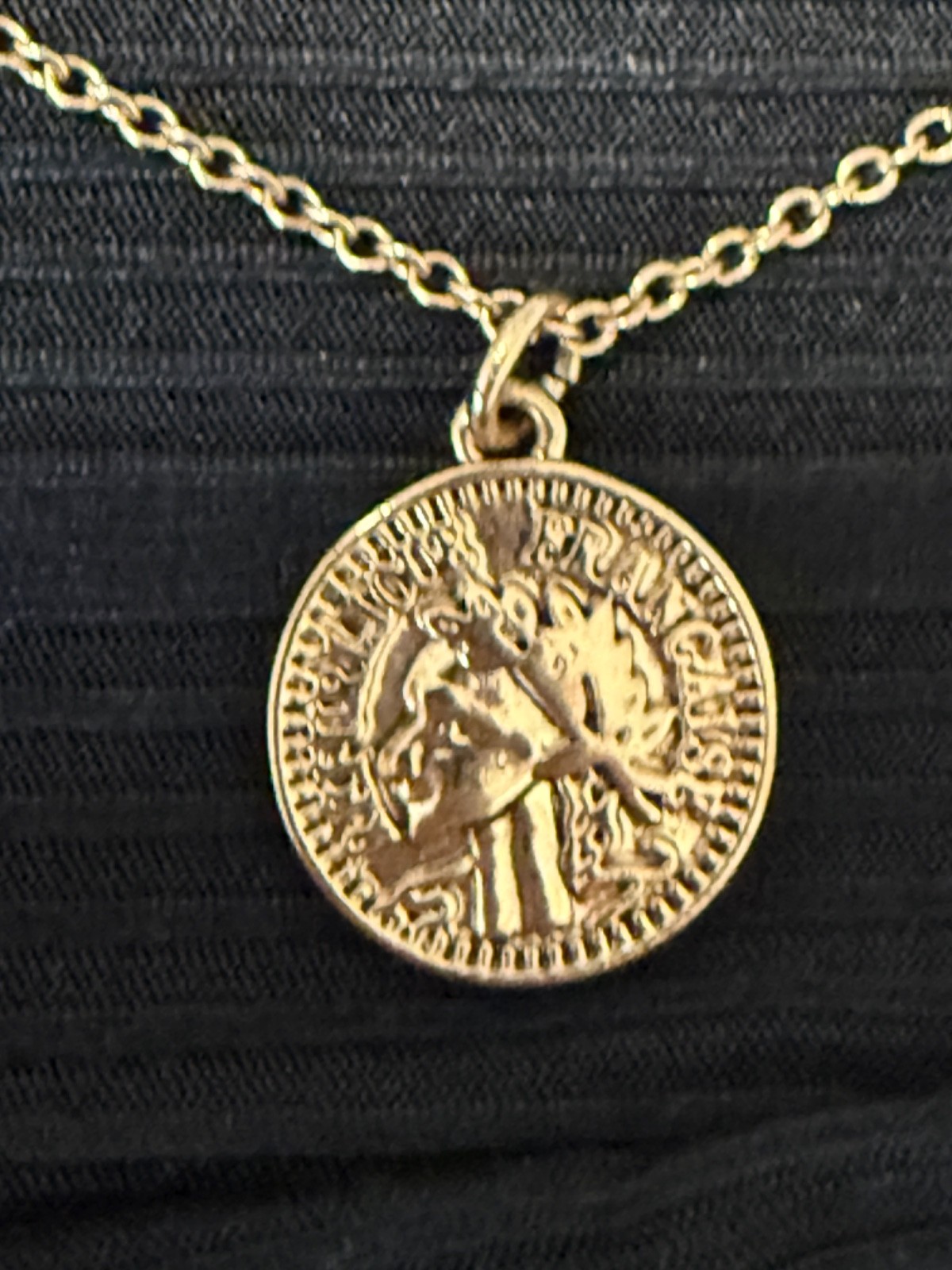 Gold tone REPUBLIQUE FRANCAISE Coin Pendant Necklace , two layers
