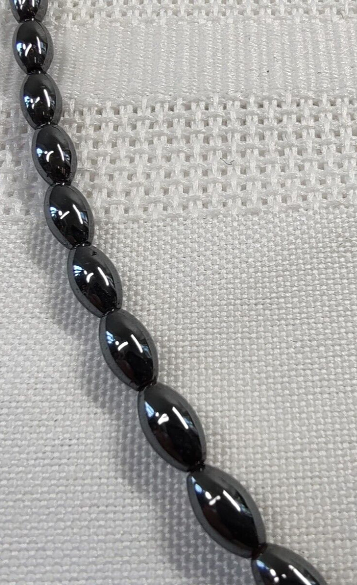 Smooth Bead Choker Necklace Hematite Graphite Color Grunge Boho Goth Screw Close