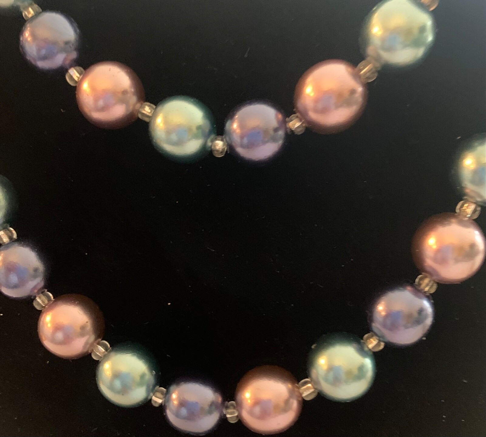 VINTAGE JOAN RIVERS Multi-Color Pastel Pearl Bead Strand Long Necklace