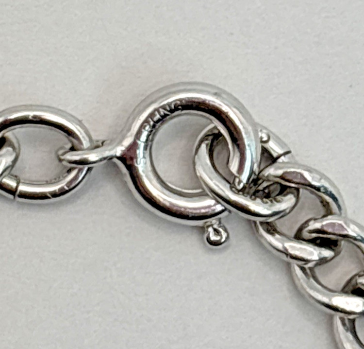 Vintage .925 Sterling Silver 4.5mm Link Chain 7.25″ Starter Charm Bracelet