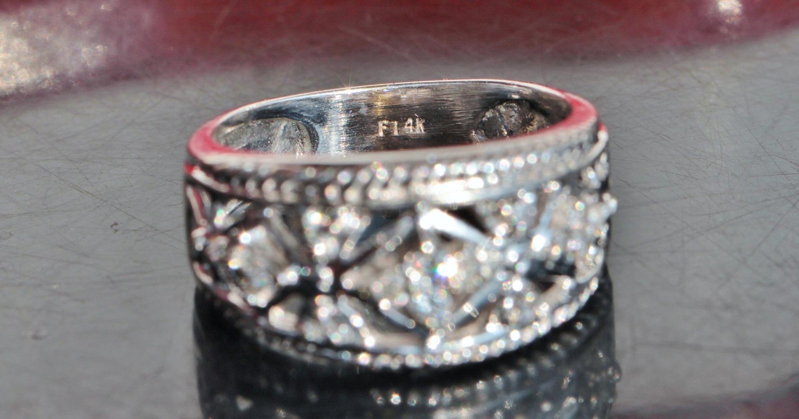 14k white gold ring 0.35ct natural diamond size 6.5 band handmade 5.5gr N161