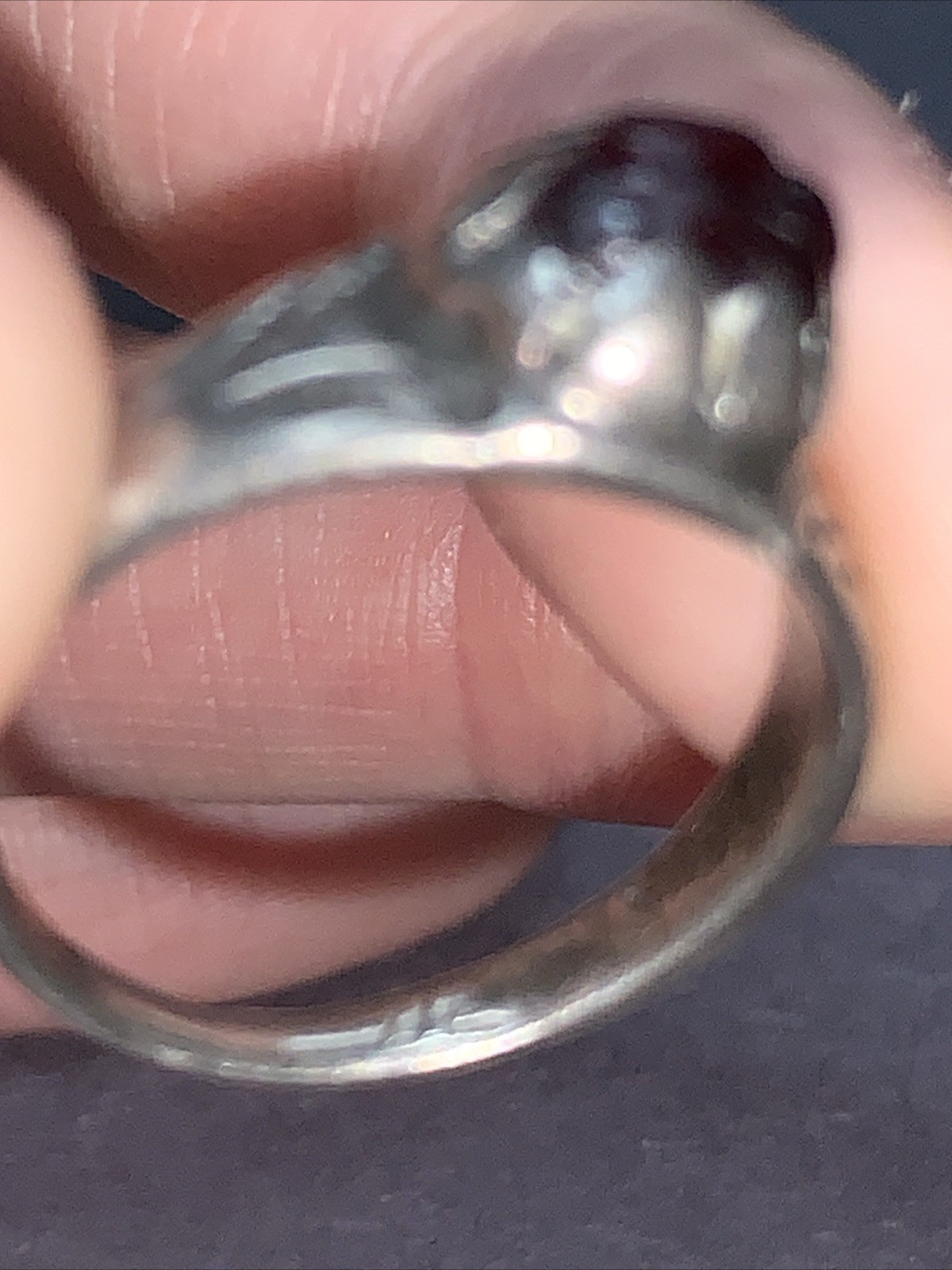 STERLING SILVER .925 Lot Ring MM50 Size 8 Rough Cut Red Garnet Flower Bohemain