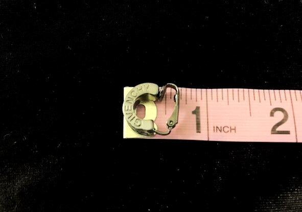 VTG Signed GIVENCHY GUNMETAL Tone HOT PINK Rhinestone Half Hoop Clip Earrings