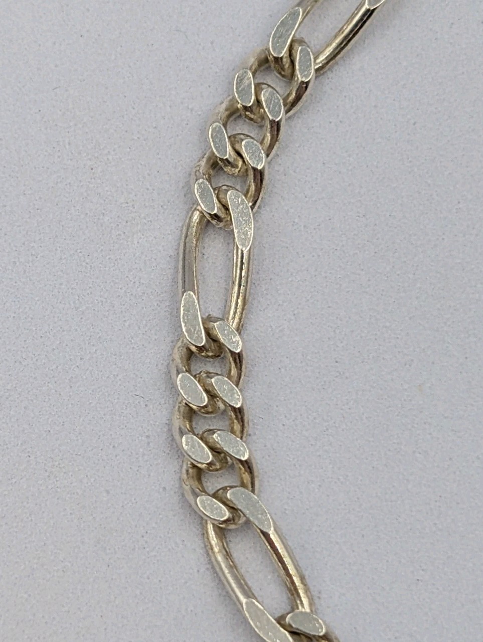 Signed Vtg Sterling Silver 4.3mm Figaro Italian Chain Unisex 925 Bracelet 7 7/8″