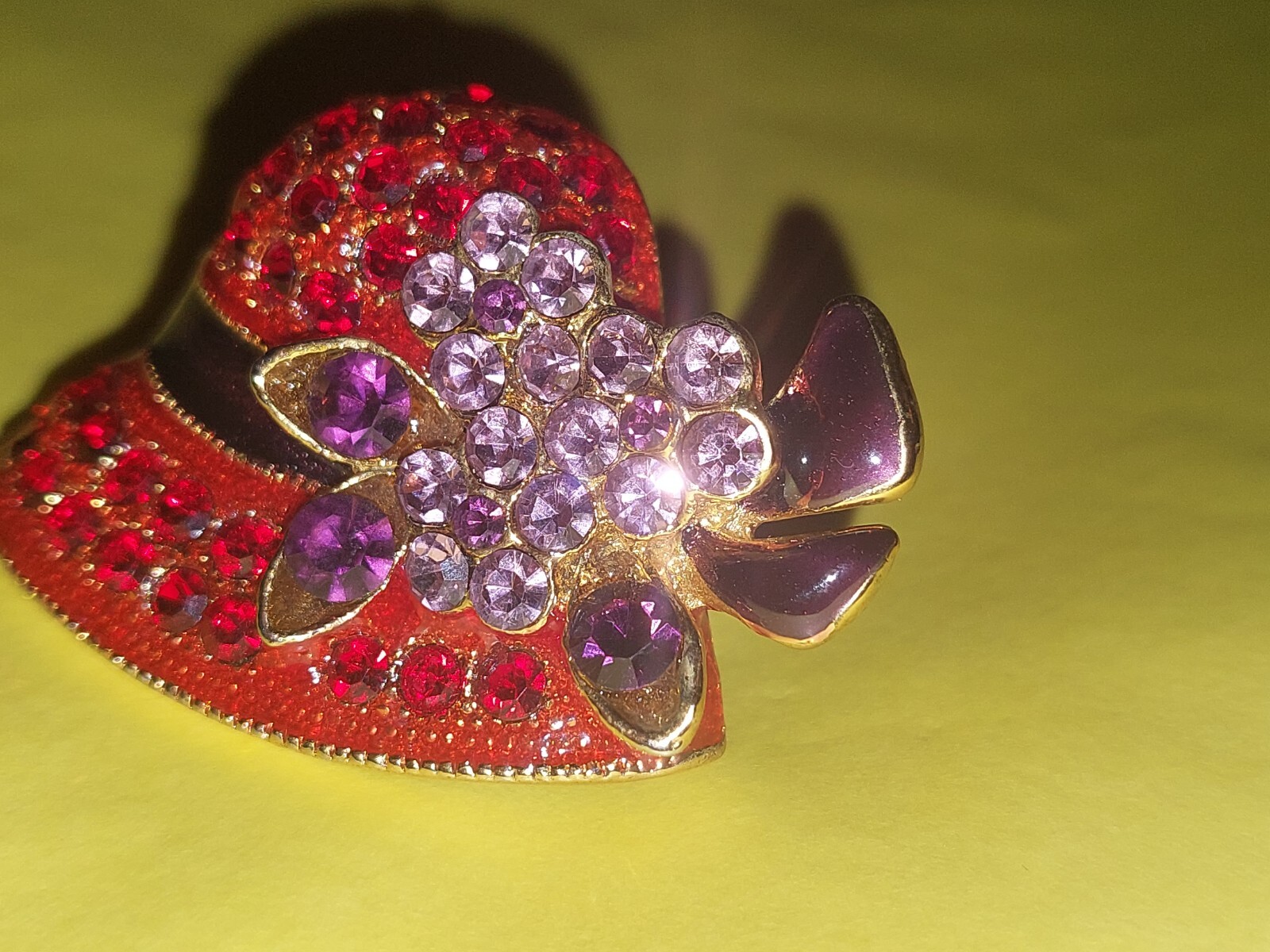 Red Jeweled Hat Brooch
