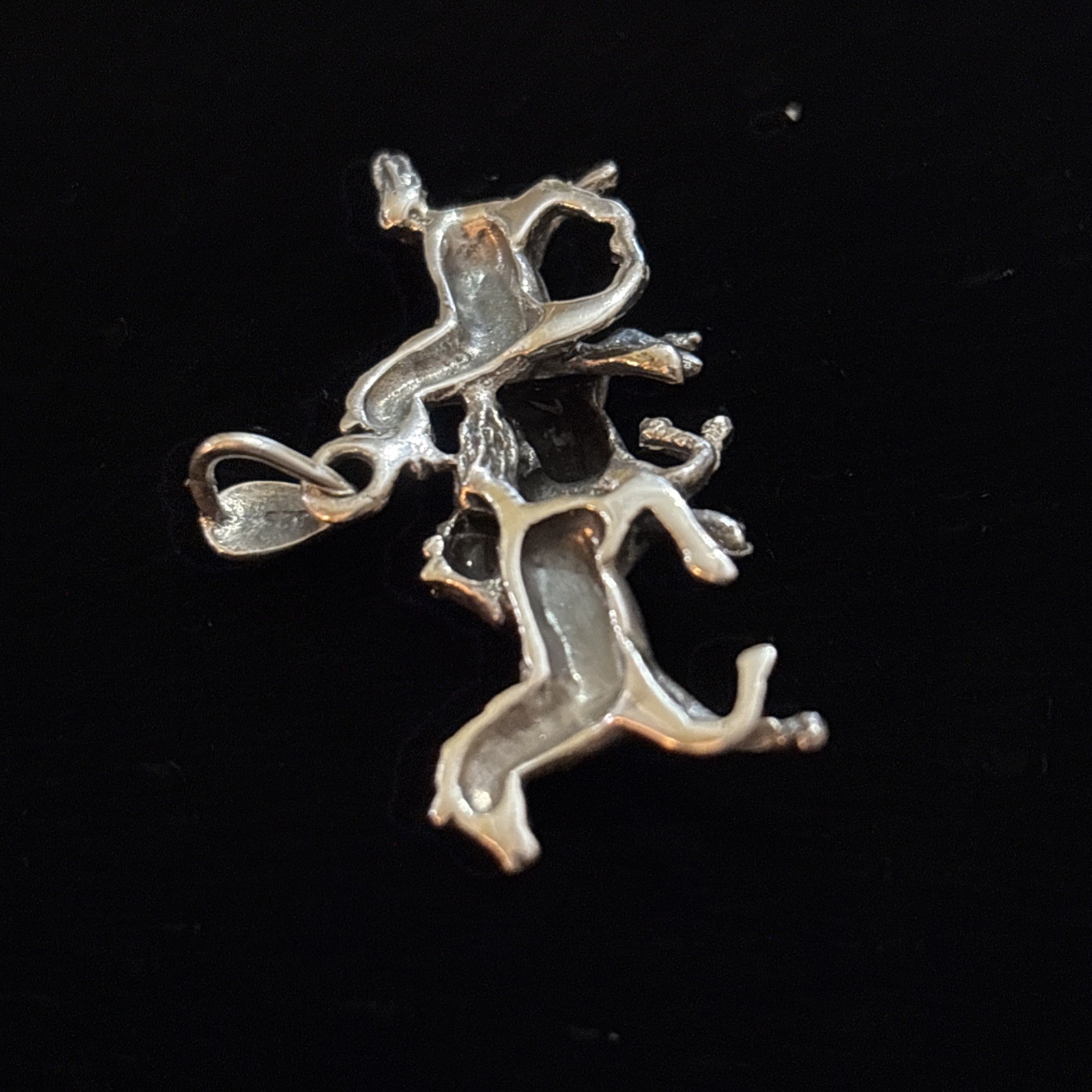 Vintage 925 Sterling Silver Running Horses Pendant 3D