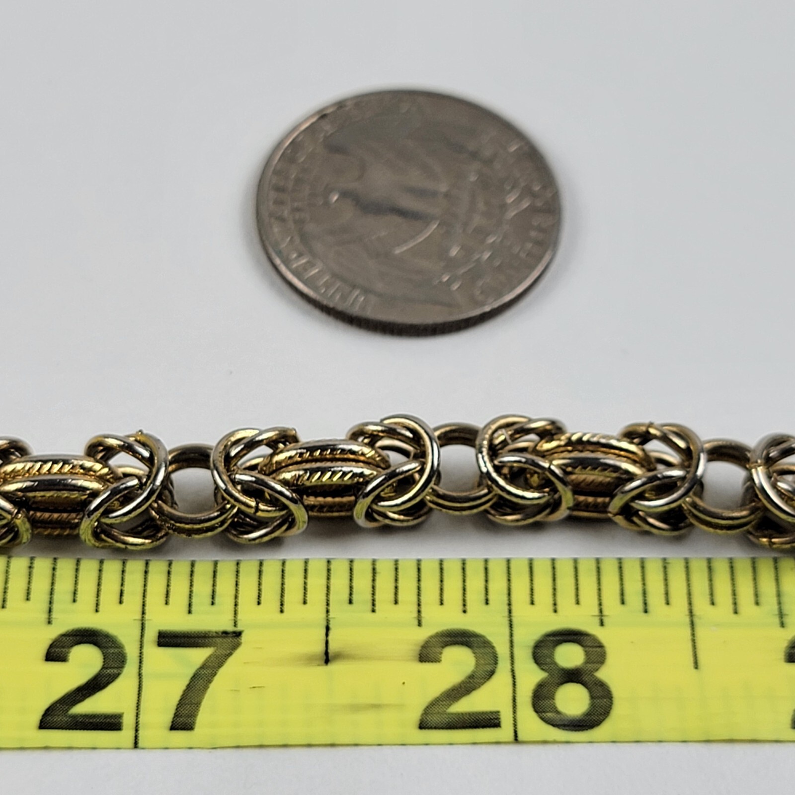 Vintage Silver And Gold Tone Fancy Chain Necklace 37 Inch Spring Ring Clasp
