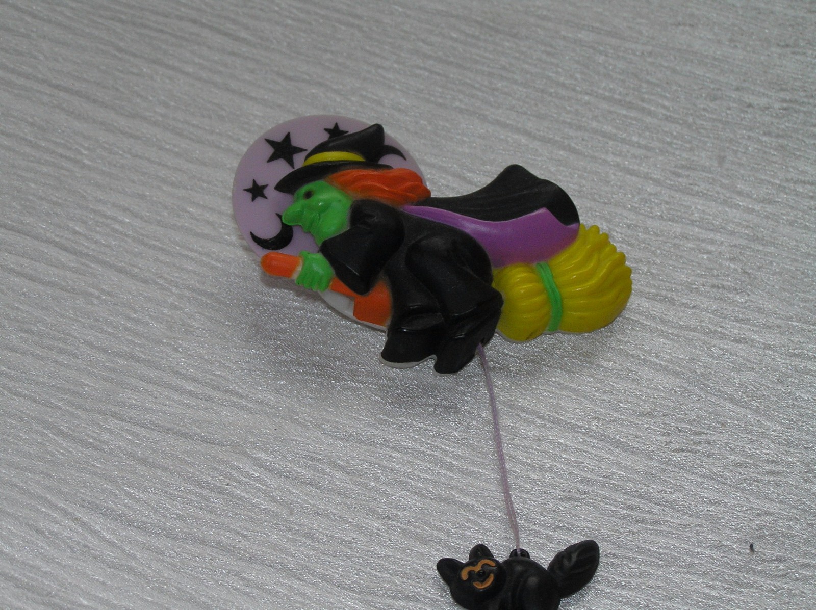 Estate Fun World Division Marked Flying Plastic Witch with Spinning Moon & Black