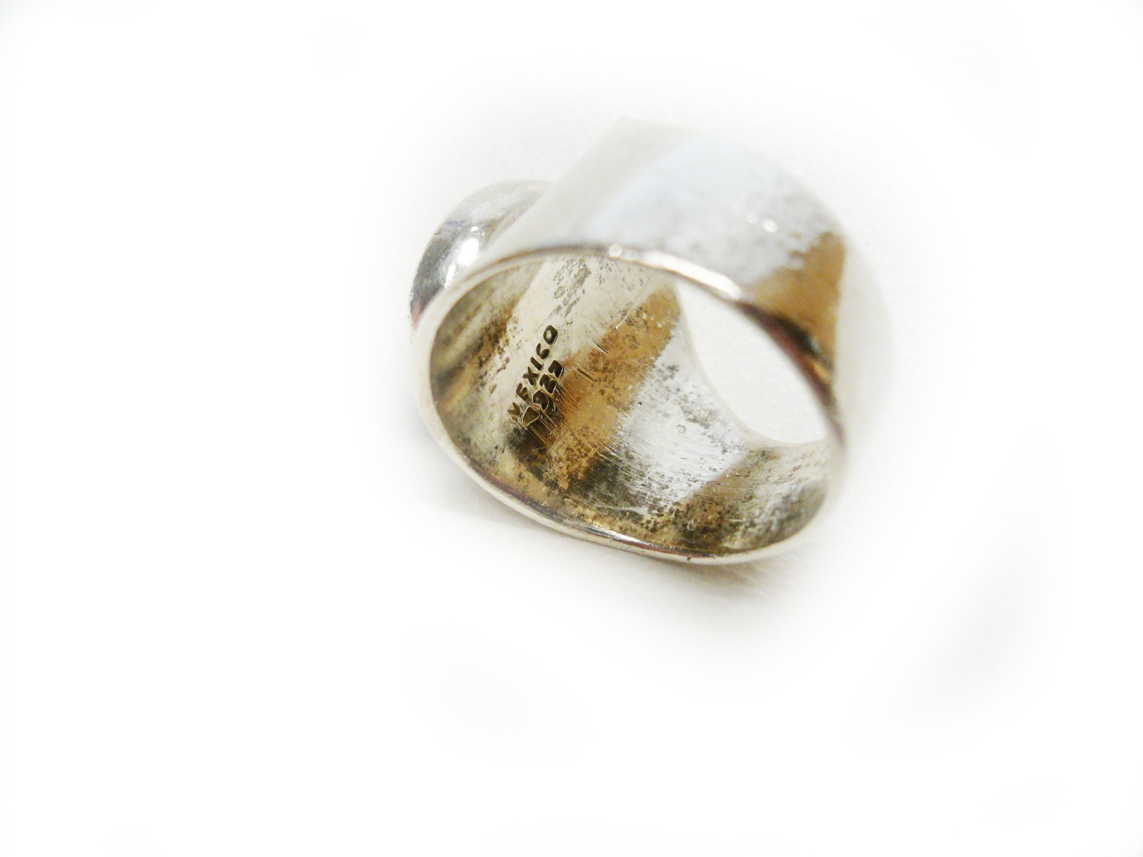 Made in Mexico Sterling Acrylic Center Fashion Ring Size 7 1/4