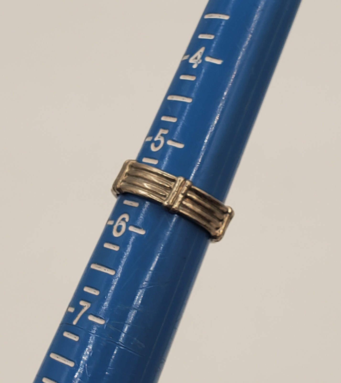 925 Ribbed Band Ring Sz 5.5 Sterling Silver 3g Unisex Bamboo Pinky Stacked Look