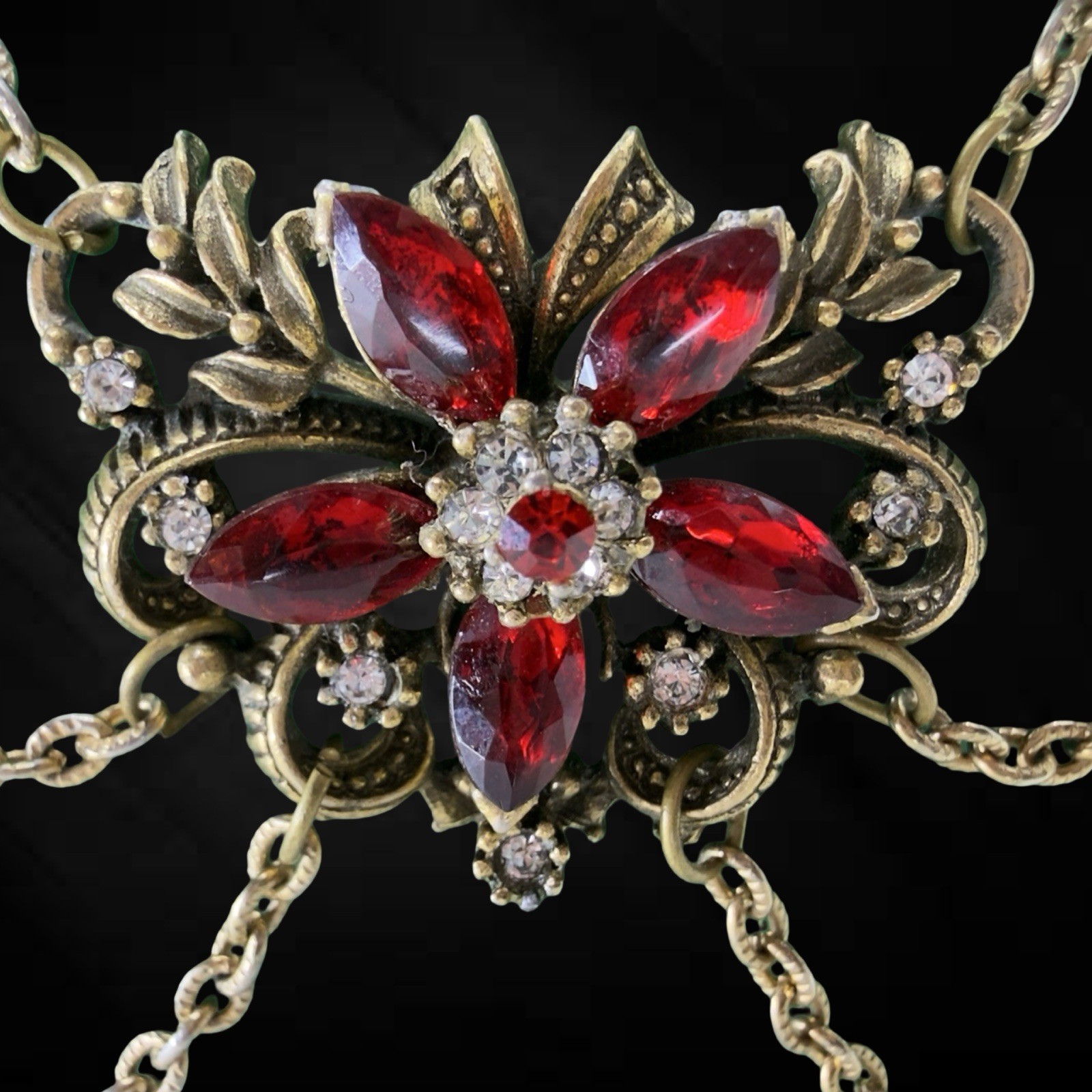 1940s Vintage SIGNED ✨ CORO ✨ Rhinestone Swag FESTOON Draped Chain Bib Necklace