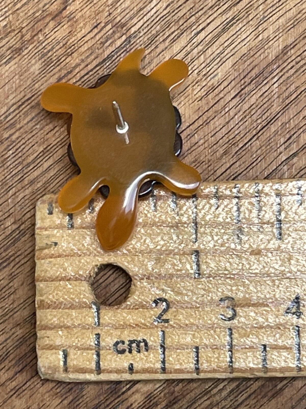 Vintage Tac Pin Brooch Turtle Brown Lucite Faux Tortoise Shell Novelty Jewelry