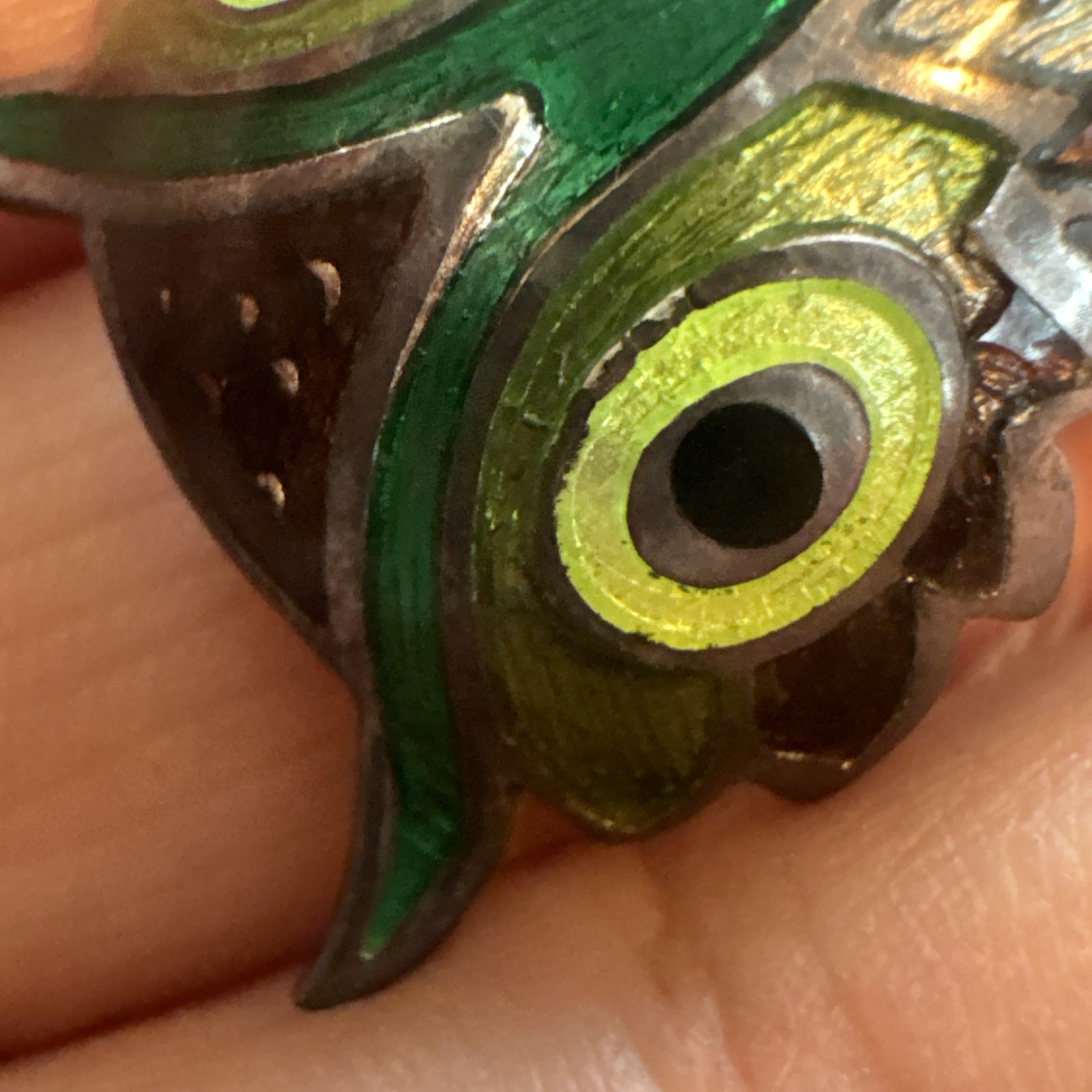 Vintage TAXCO 980 Silver Owl Bird Brooch Pin Mexico Maya Enamel Whimsical Boho