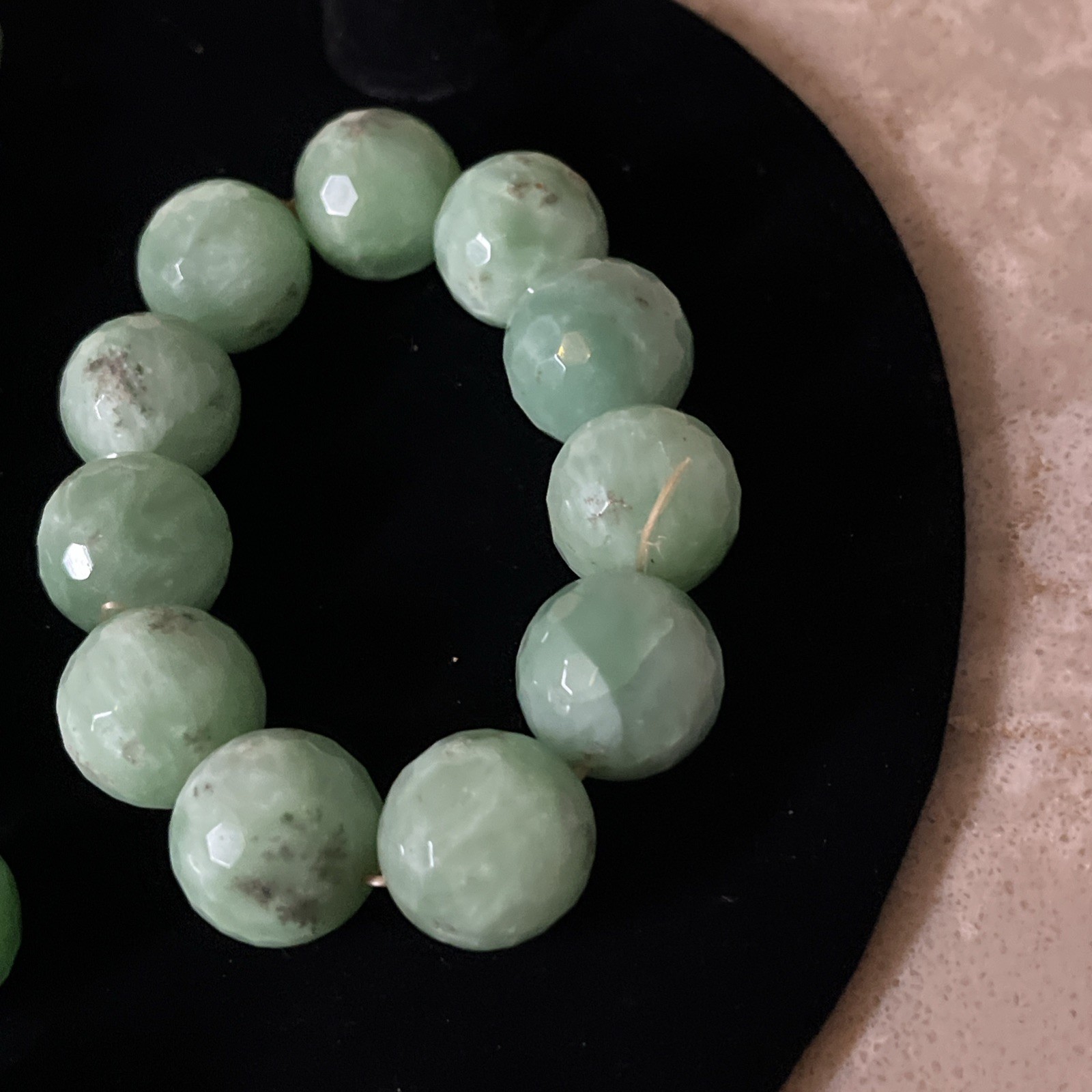 Vintage Estate Large Green Chrysoprase Beaded Necklace Bracelet Earrings Set