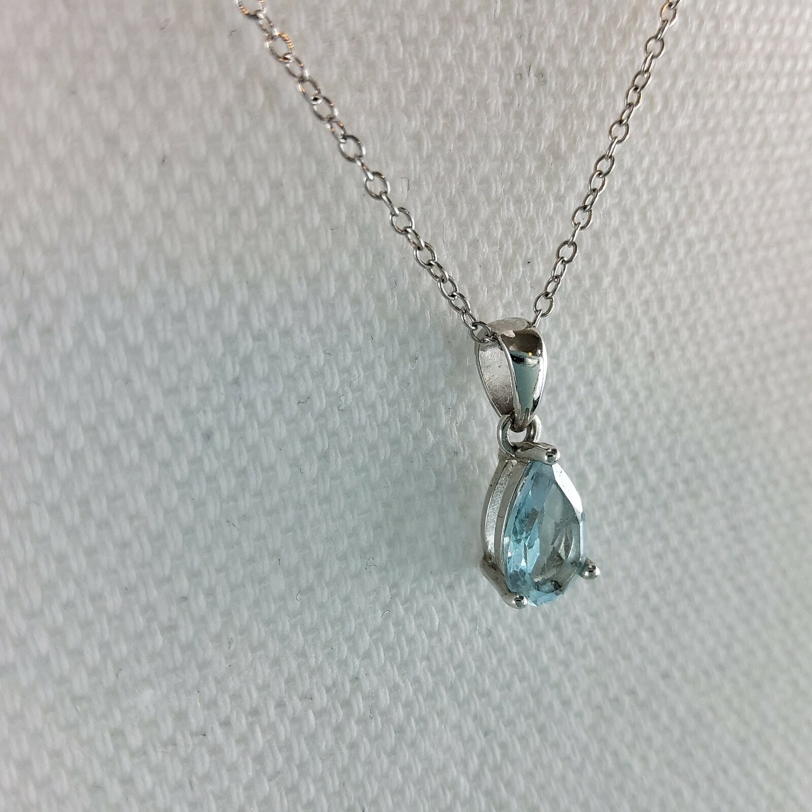 Dee Berkley DBJ Sterling Silver 925 Blue Topaz Teardrop Necklace