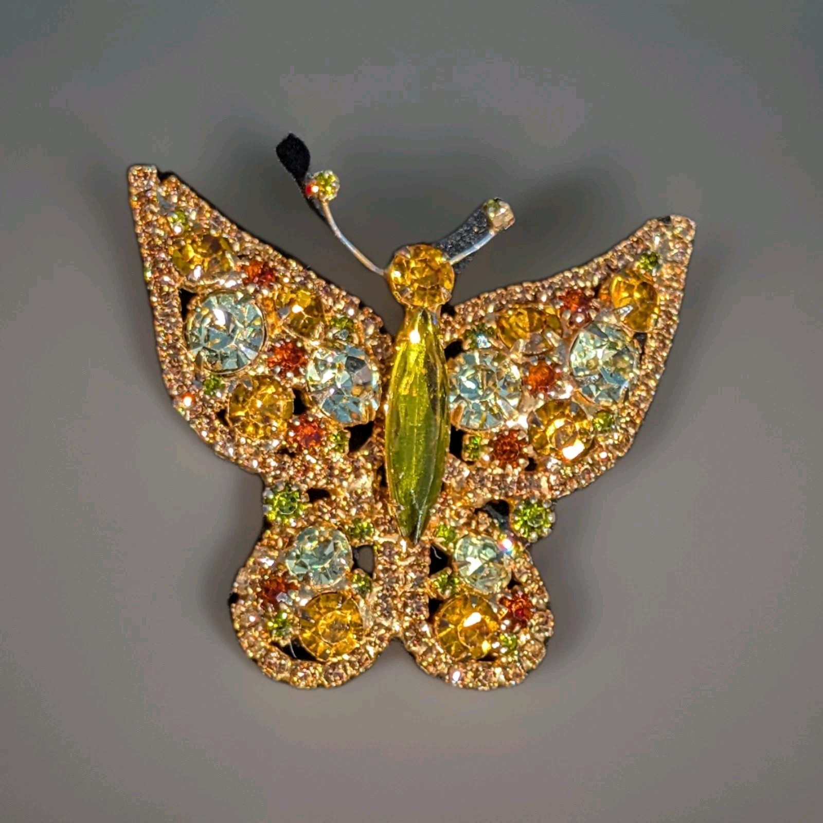 Juliana Delizza & Elster D&E Rhinestone Butterfly Brooch Pin Book Piece Autumn