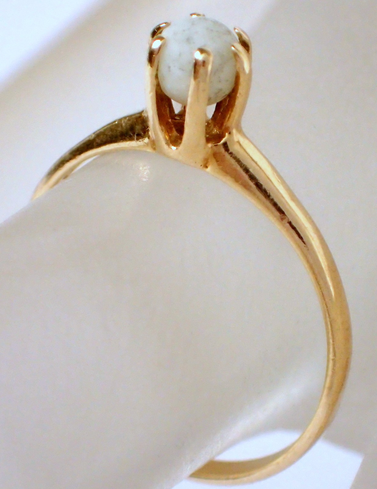 Antique Victorian 1.1g SOLID 10k Yellow Gold Prong Set White Stone Ring Sz 5.5