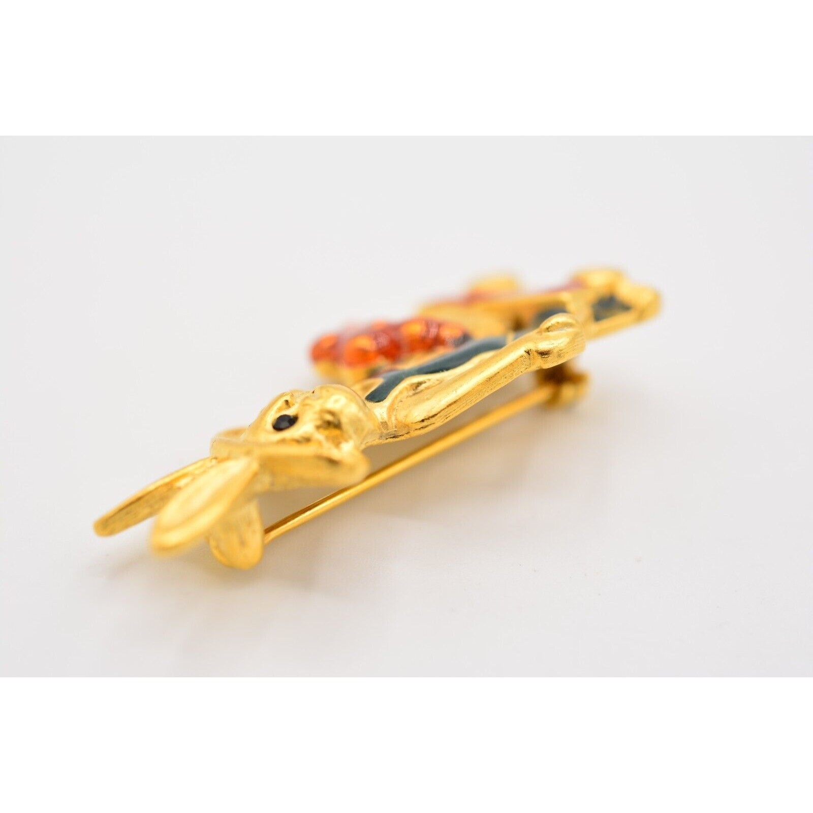 Danecraft Vintage Bunny Rabbit Brooch Pin Enamel Wheelbarrow Garden Easter BinA1