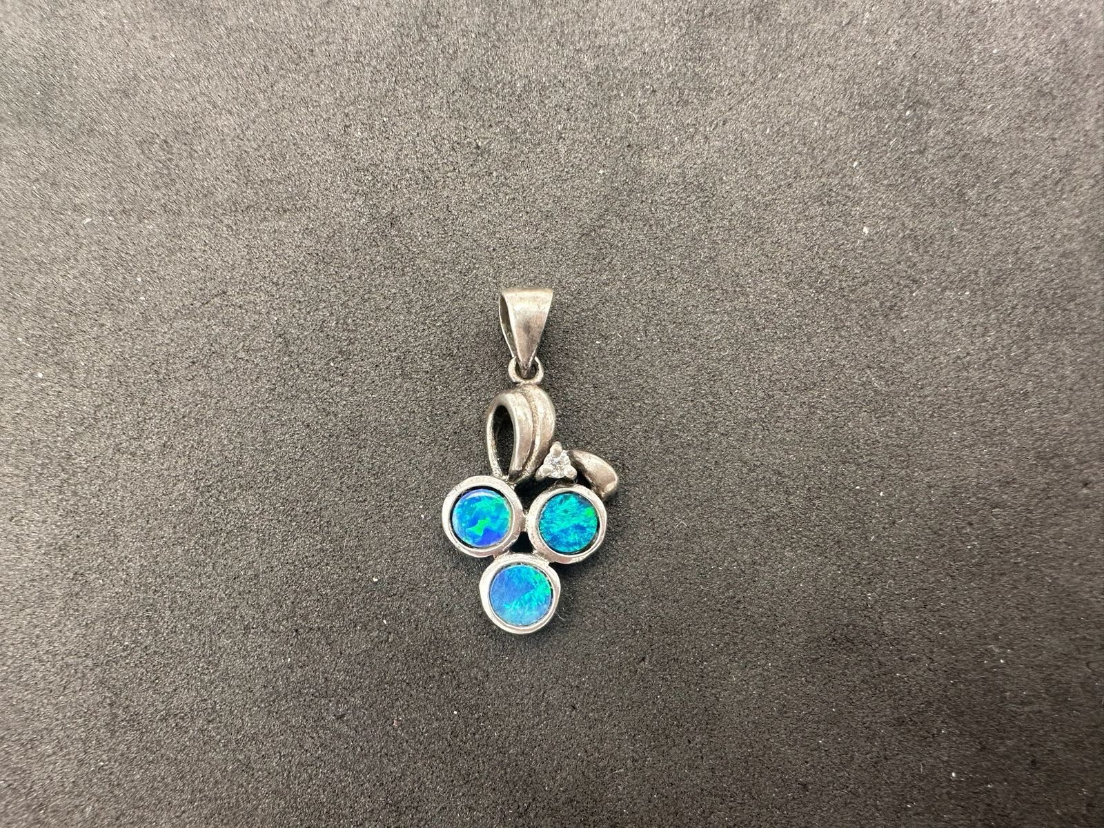1.32g Vintage Sterling Silver 925 Blue Green Inlay Round Cluster Pendant M