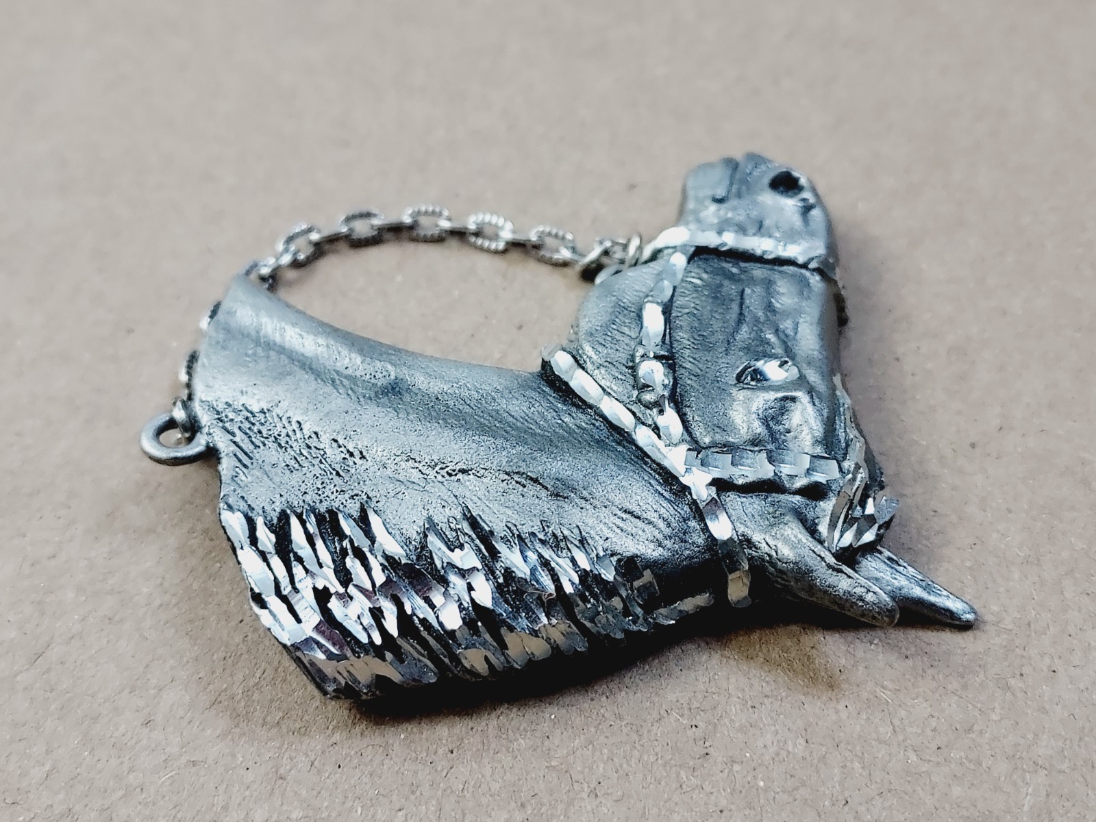 Equestrian Pewter Horse Head Brooch W/Chain Created by Ege Pewter Co. 1992