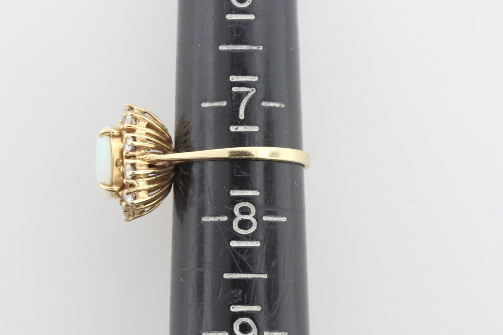 Antique Estate 14K Yellow Gold 1.67 ct Opal & 0.40 ct Diamond Ring – Size 7.5