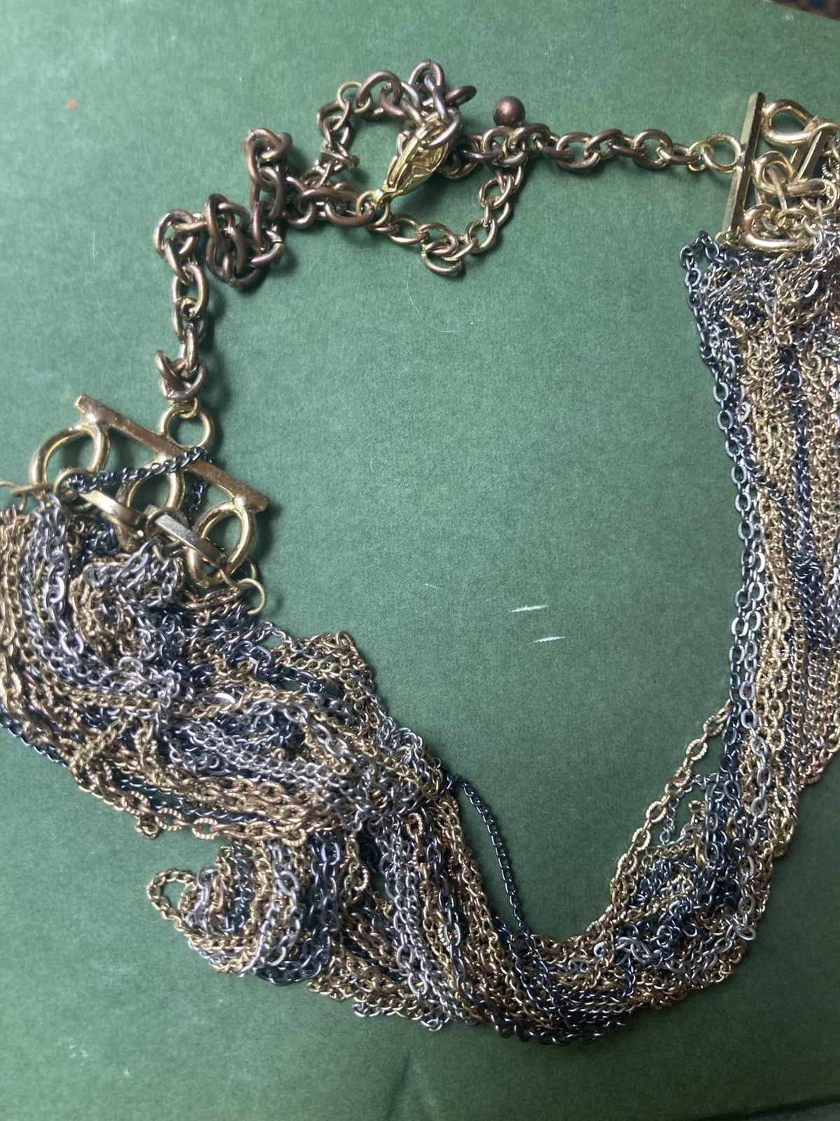 Rockstar Lots Of Chains Vintage 22 Inches Long Mixed Metals Brutalist Modernist
