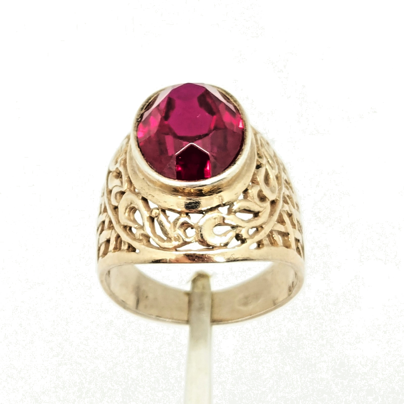 Vintage Soviet RING Silver⭐️875 stamp Star USSR with Bright Ruby -size: 8US | #8