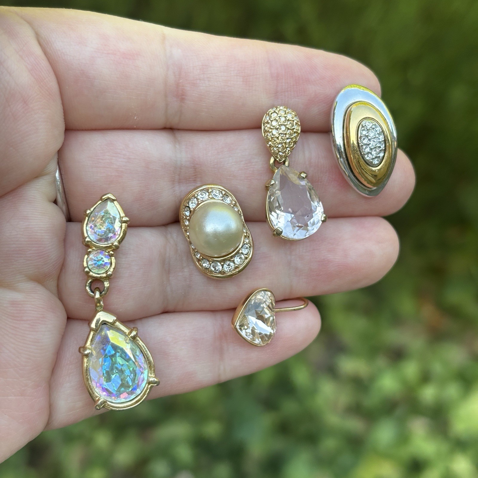 5 Pairs Signed Swarovski Crystal Earrings Lot