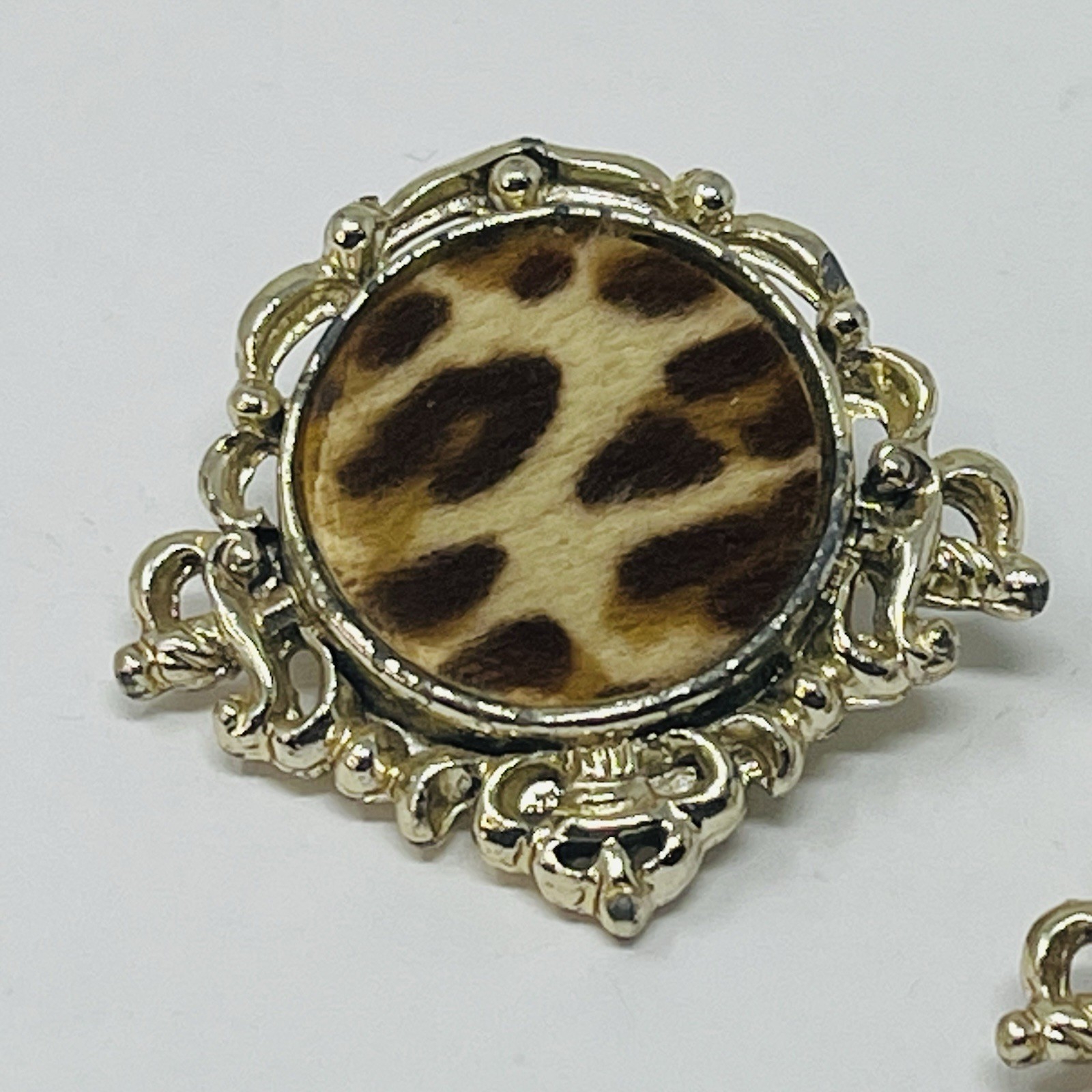 Vintage Faux Fur Leopard Print Earrings Clip On