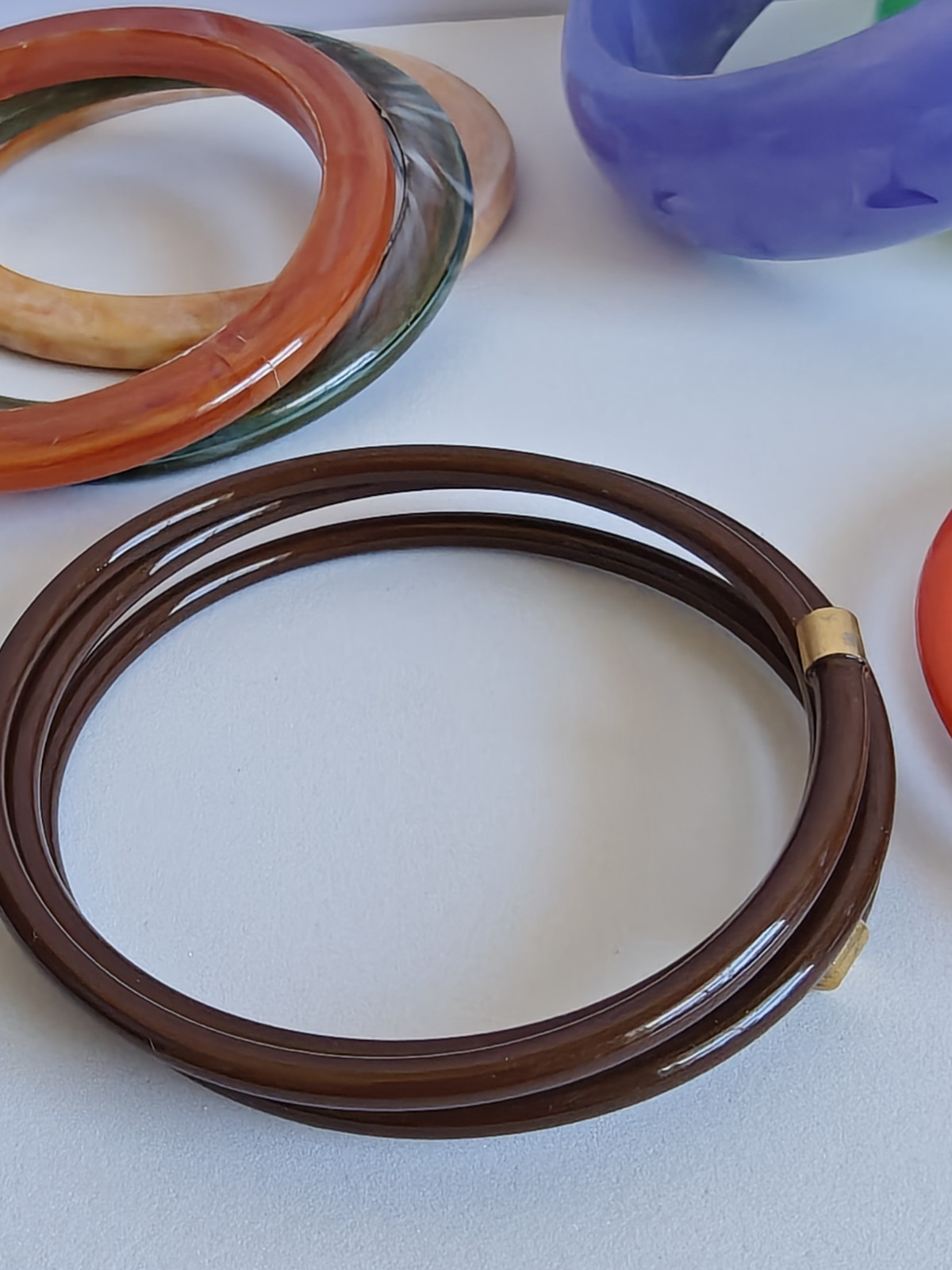 Vintage Lucite Acrylic Bangle Bracelets Lot of 9 Colorful Plastic Bangles Retro