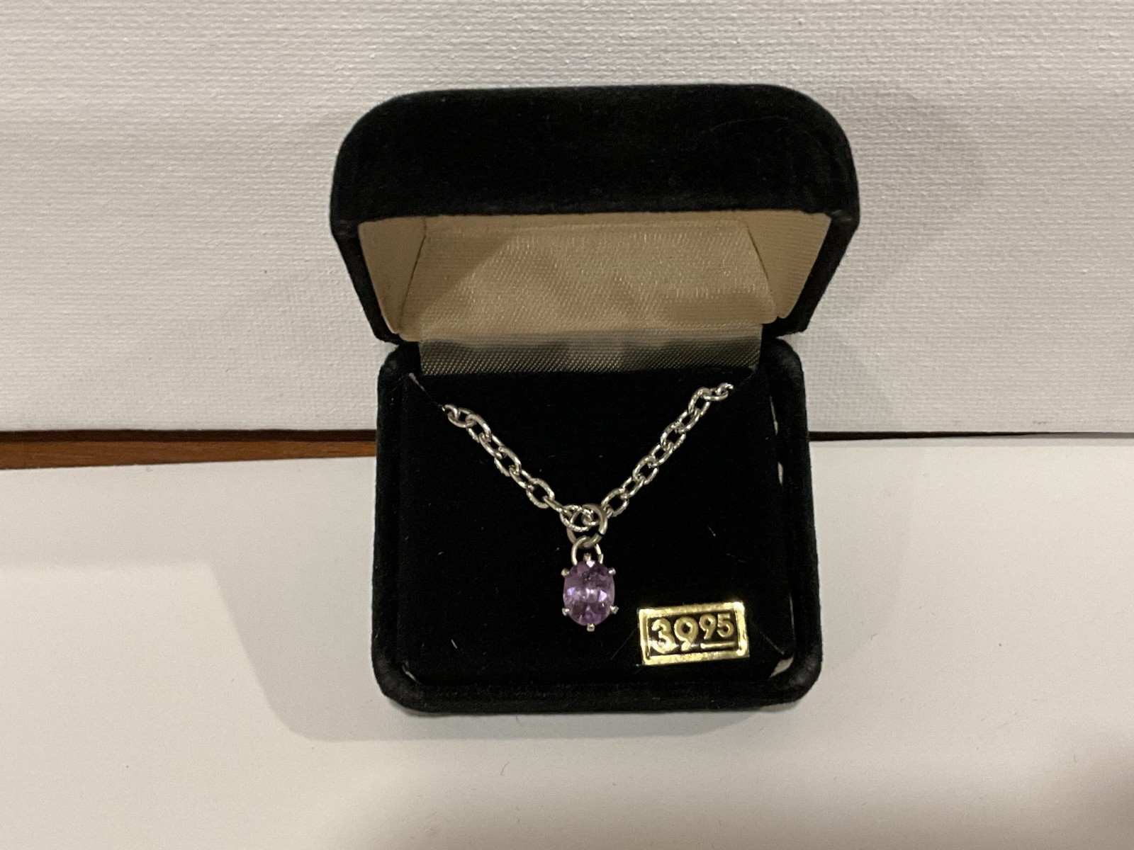 NIB Tacoa Lot Of 2 Necklaces 1. Clear 2. Purple Amethyst Cubic Zirconia Chain W