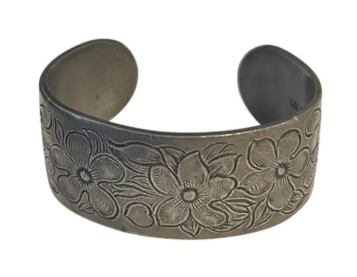 Salisbury Pewter Etched Cuff Bracelet flower February