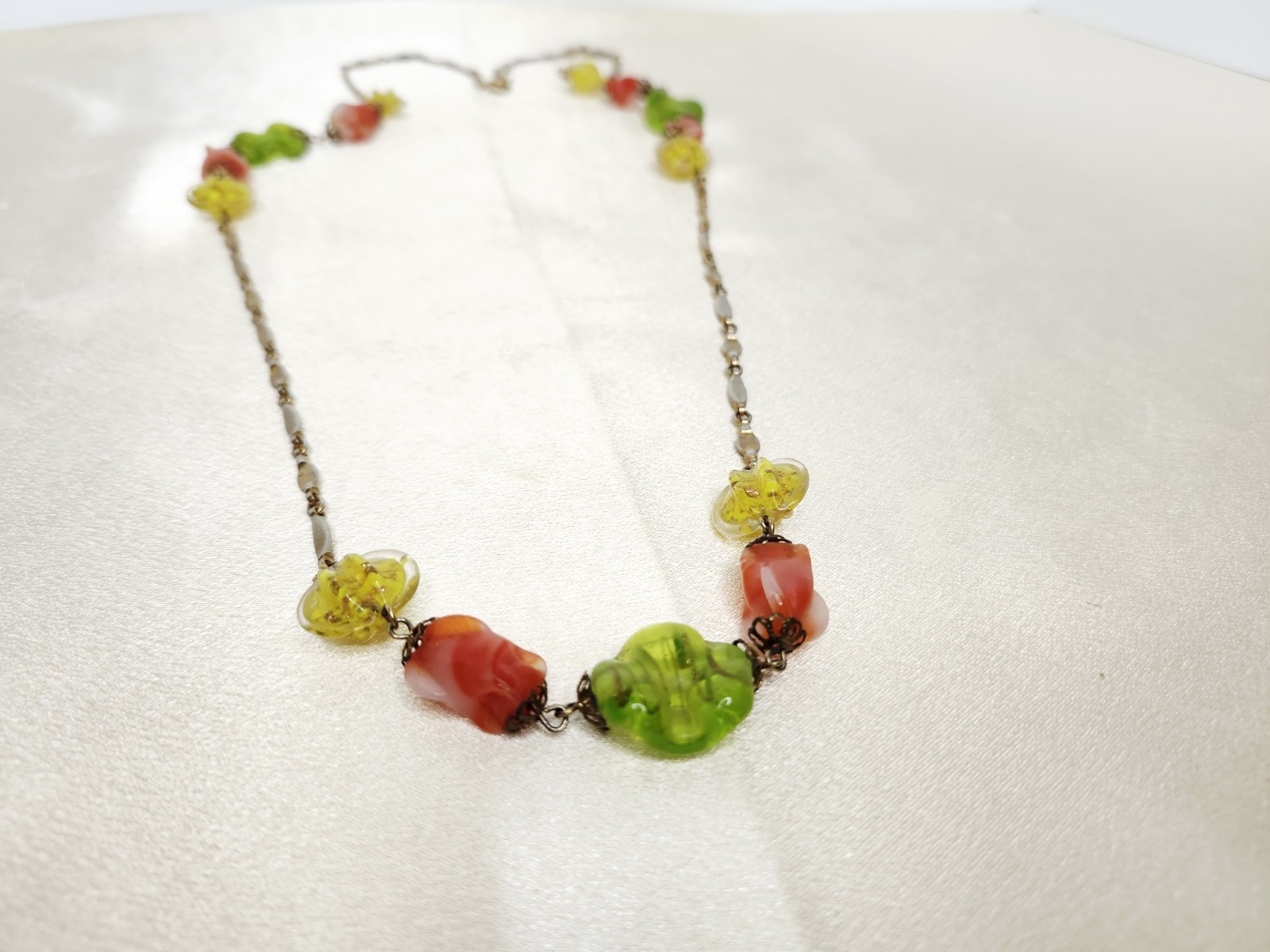 Vintage 36″ Long Artisan Crafted Art Glass Beaded Necklace – Venetian Or Czech?